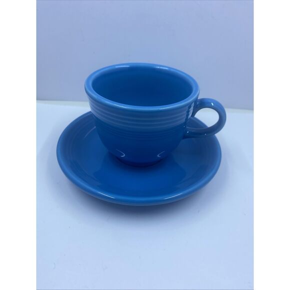 Fiestaware Coffee Tea Cup and Saucer Set Retired Peacock HLC- BBBC - Picture 1 of 6